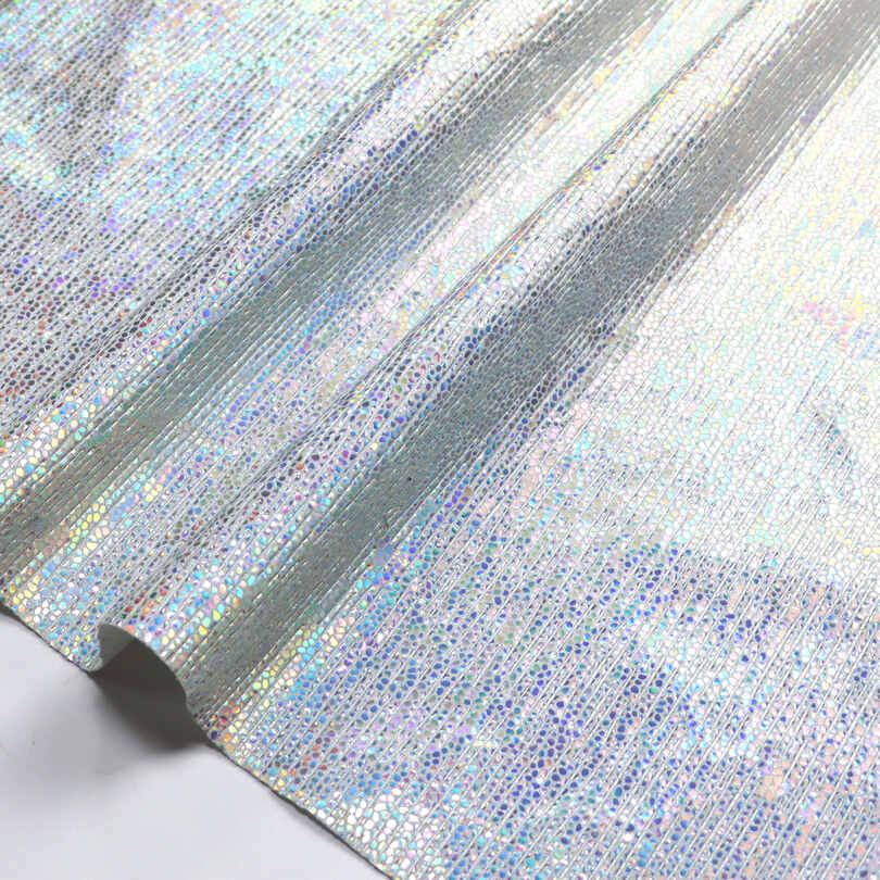 Metallic Crackle Iridescent Shoes Bags PU Faux Leather Fabric