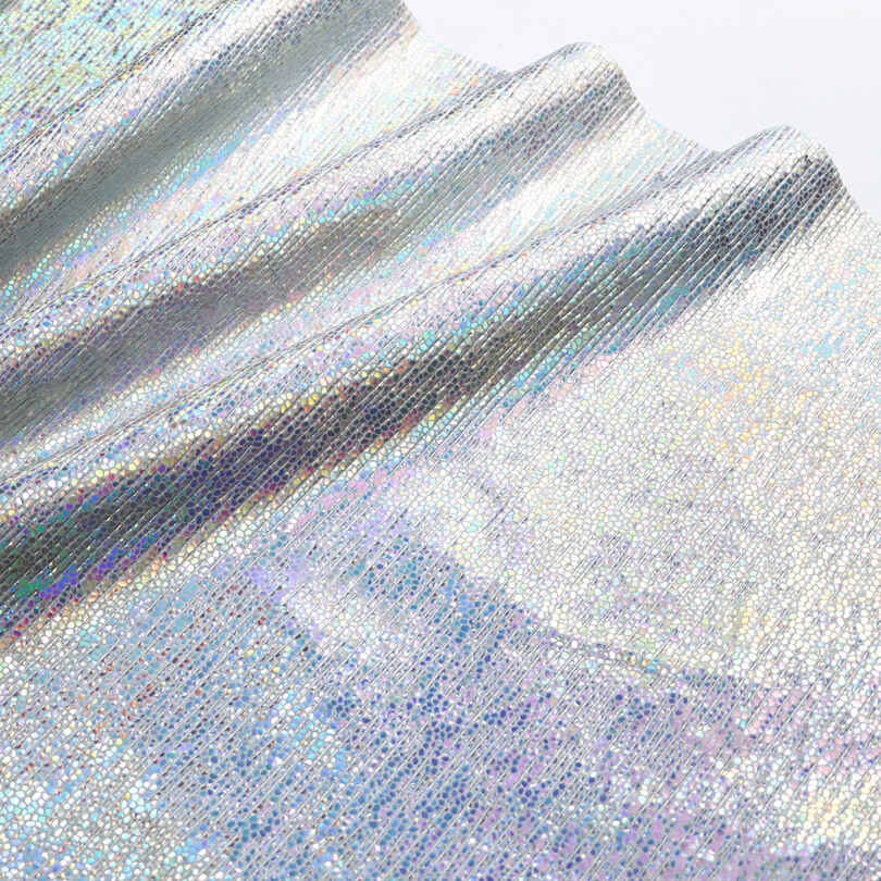 Metallic Crackle Iridescent Shoes Bags PU Faux Leather Fabric