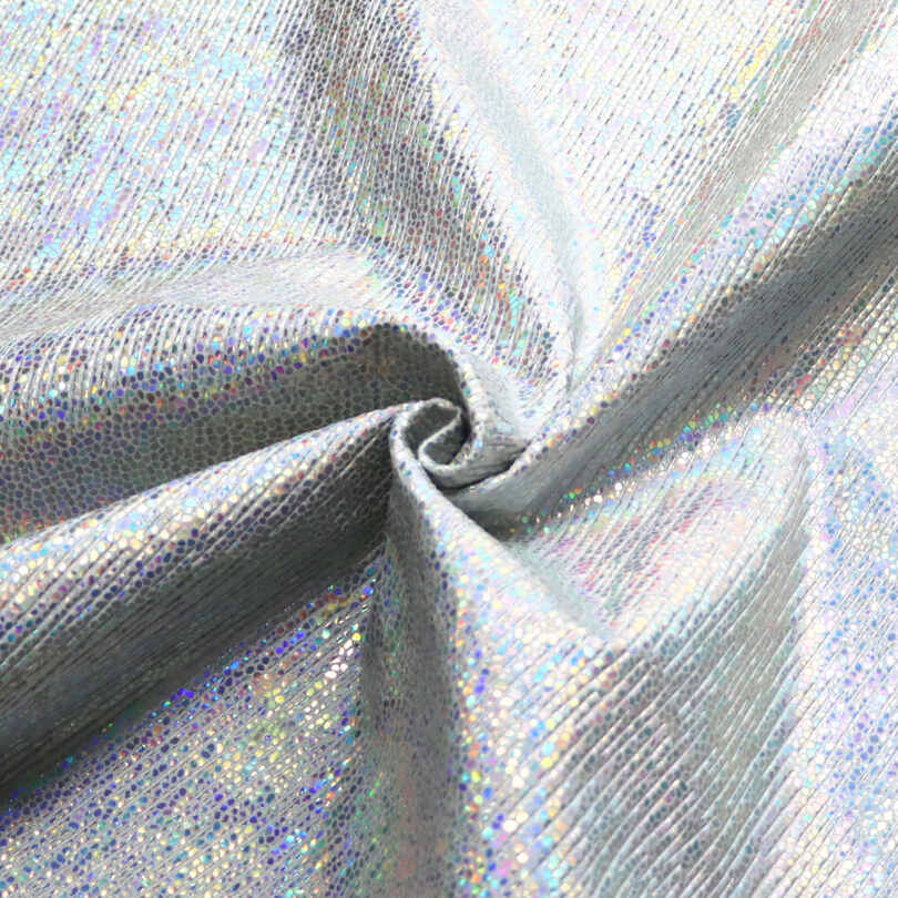 Metallic Crackle Iridescent Shoes Bags PU Faux Leather Fabric