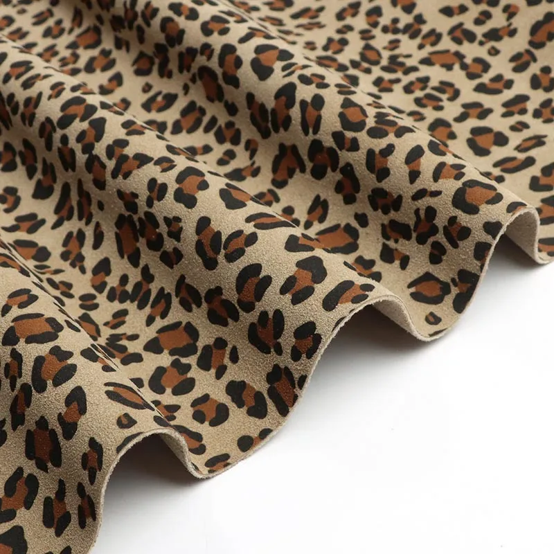 Cuero de microfibra de gamuza de doble cara con estampado de leopardo